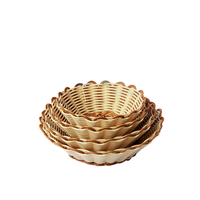 Paniers de rangement durables et faciles à nettoyer en plastique tissé à la main pour la cuisine Snacks Pain Fruit Vegetable Collection
