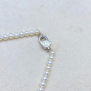 Cadena de suéter de plata S925 hecha a mano, diseño de sonrisa, con un solo botón, a la moda, accesorio de perlas para bricolaje, hebilla de cuentas, fornituras de joyería - Product Image 4