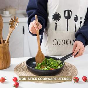 أدوات طهي خشبية راقية للمطبخ، مجموعة من 5 قطع، طقم أدوات مطبخ من خشب الأكاسيا مقاس 12 بوصة - Product Image 5