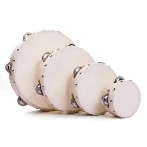 Tambourin Tambour Bords Ronds Tête de tambourin en peau de mouton Durable Pour Enfants Adultes Début Éducatif 4 Tailles Différentes