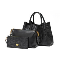 Nouveau Sac à Main en PU Tressé Haut de Gamme Printemps/Été 2026 pour Femme, Grande Capacité, Ensemble de Trois Pièces, Fermeture Magnétique, Simple et Luxueux