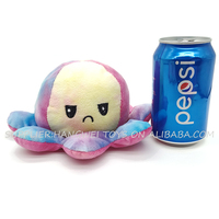 Peluche Poulpe Réversible Arc-en-ciel Brillant de Noël 20 cm, Jouet Doux Rembourré avec Remplissage en PP, Jouet d'Émotions et d'Humeur pour Noël