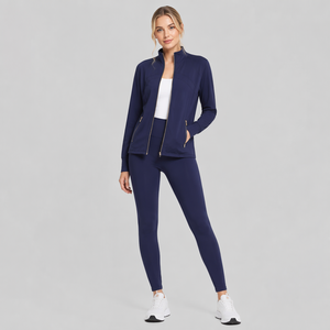 Ensemble de vêtements de yoga pour femmes <span class=keywords><strong>LULUS</strong></span>, 2 pièces, motif uni, veste de jogging avec pantalon évasé, fermeture élastique à la taille, tenue de fitness d'automne - Product Image 4
