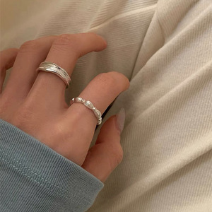 S925 Sterling Silver <b>Ring</b> Geometric Textured Design Adjustable For Women Everyday Wear - Product Image 3