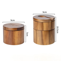 Acacia Wood Salt Jar Solid Wood Seasoning Box Wooden Pepper Shaker Kitchen Spice Bottle Salt Box Storage Spice Jar