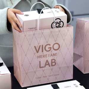 Sacs à emporter en papier kraft biodégradable écologiques personnalisés avec poignées pour articles de boulangerie, emballage de livraison de nourriture - Product Image 5