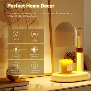 เทียน LED ไร้เปลวไฟ โคมไฟตั้งโต๊ะ โดม ABS ปรับความสว่างได้ ฟังก์ชั่นตั้งเวลา ปรับความสูงได้ แสงวอร์มไวท์ 2700K ขั้วหลอด GU10 สำหรับ - Product Image 3