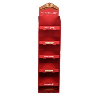 Support de présentation au sol en carton personnalisé à 5 niveaux avec en-tête découpée pour la promotion de snacks, bonbons et chocolats en magasin