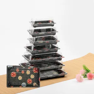 PET China Professional Manufacture Takeaway Delivery Disposable Packaging Box Plastic Sushi Tray with lid
