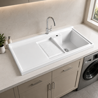Évier de buanderie en céramique haut de gamme avec planche à laver intégrée pour buanderie moderne Fabricant OEM ODM