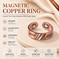 Bague magnétique en cuivre pur réglable pour la thérapie magnétique, vente en gros, fabricant de bijoux de thérapie magnétique sur mesure
