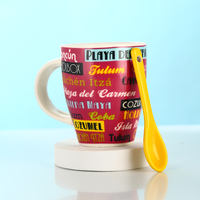 Tasse à café créative Tasse simple Tasse en céramique avec cuillère Mots Tasse à lait créative Niveau d'apparence élevé