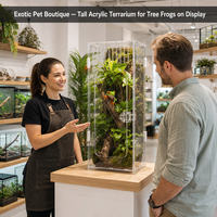 Terrarium arboricole en acrylique pour reptiles, enclos haut pour grenouilles d'arbre, habitat ventilé sur mesure, miroir usiné CNC et percé