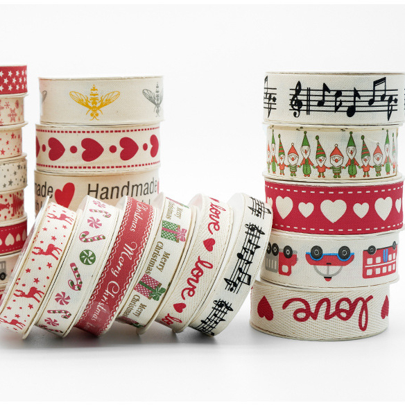 Рождественская лента 25 мм, упаковочная лента для подарочной коробки, украшение для рождественской елки, красные ленты для Рождественского торта