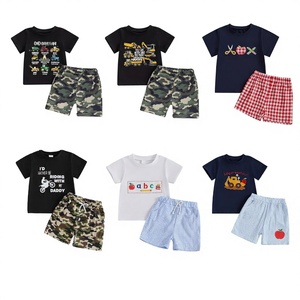Wholesale Surplus Toddler Summer Sets <b>Mixed</b> Colors Sleeveless Cartoon Print Gingham Shorts Kids Apparel Stock Lot Africa Model - Product Image 2