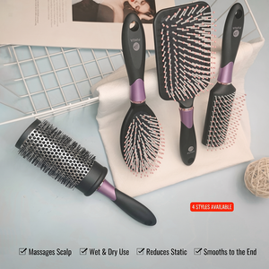 Juego de cepillos para el cabello OEM personalizado, cepillo tipo paleta con cojín y ventilación, 4 piezas, cerdas de nailon, antiestático, para desenredar, venta al por mayor con marca privada - Product Image 4