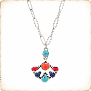Collana con ciondolo dalla texture letteraria e colorata, regalo di gioielli retrò da donna - Product Image 3
