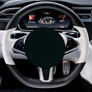 Pièces de course pour voitures, housse de volant de voiture en fibre de carbone, volant classique, volant électrique pour <span class=keywords><strong>Tesla</strong></span> <span class=keywords><strong>Model</strong></span> S - Product Image 4