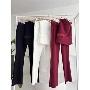 Conjunto de Traje de Satén para Mujer Sobe, Color Borgoña, Dos Piezas, Blazer y Pantalones, Ropa Formal 10024 - Product Image 4