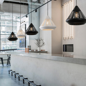 Lampada a Sospensione Industriale Vintage a 3 Luci, Moderna, Nera e Bianca, con Gabbia, per Bar - Product Image 4