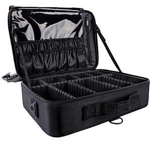 GZCZ Trousse de Maquillage Professionnelle Portable avec Compartiments Ajustables, Sangle d'Épaule, Grande Capacité, 16,5 Pouces - Product Image 1