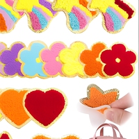 Patchs brodés en chenille Art Déco, autocollants, formes irrégulières, arc-en-ciel, météore, fleur, cœur, étoile, à coudre, pour vêtements DIY