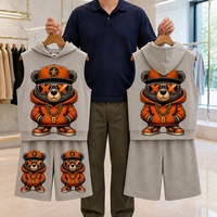 Ensemble short et sweat à capuche sans manches pour homme, tenue 2 pièces surdimensionnée avec imprimé 3D Cool Hip Hop Bear