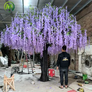 Искусственное Глиняное дерево, большое цветущее дерево, фиолетовый плакущий цветок, дерево в романтическом стиле для украшения свадебной вечеринки