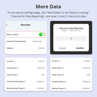 Compteur d'énergie intelligent Zemismart WiFi 120A 2 phases avec moniteur de puissance sur rail DIN et transformateurs de courant à noyau divisé extractibles, compatible avec l'application Tuya Smart Life