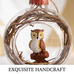 Boule de Noël en verre soufflé à la main, transparente, de luxe, personnalisée, en gros, avec figurine animale, thème forêt, pour la décoration des fêtes - Product Image 4