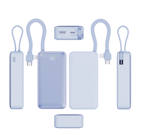 Batterie externe pour ordinateur portable 10000mAh avec câbles 2-en-1 intégrés, charge rapide 35W pour tablette mobile, chargeur de batterie portable