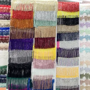 Wholesale Width 10-30cm Polyester Fringe Vertical Tassel Lace Trim Encryption Polyester Tassel Fringe Trim