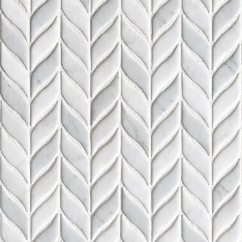 Mattonelle di mosaico di vetro riciclato di Sunwings | Stock in noi | Marmo bianco foglia di Carrara sembra mosaici parete e piastrelle del pavimento