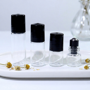 Wholesale Clear Frosted <b>Mini</b> Glass Roll <b>Bottles</b> 1ml 2ml 3ml with Black Plastic Caps for Essential Oil - Product Image 3