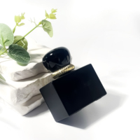Flacon de parfum rectangulaire en verre noir mat vide de luxe, flacon d'huile essentielle, 50 ml