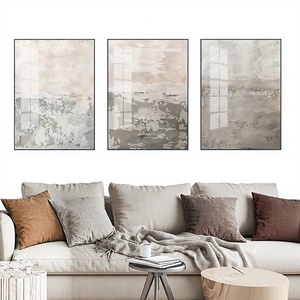 Décoration murale suspendue pour salon de style nordique, comprenant un triple tableau sur toile sans cadre et un cadre <span class=keywords><strong>noir</strong></span> en bois massif - Product Image 2
