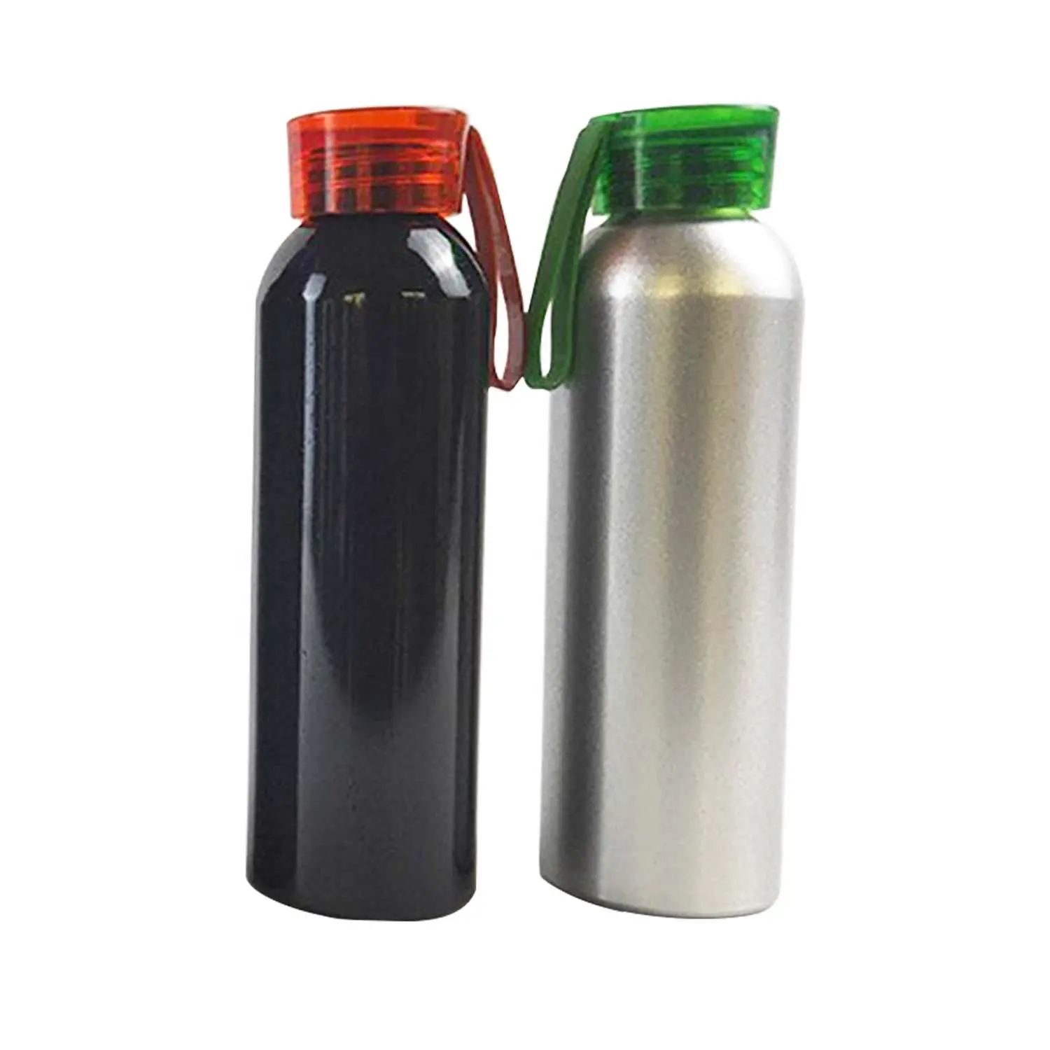 Botol air olahraga aluminium botol logam kustom promosi terlaris dengan sabuk silikon 500ML untuk olahraga Gym luar ruangan