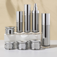 Conteneur cosmétique en plastique argenté de luxe 30ml 50ml 80ml 120ml 20g 30g 40g 50g, pot et flacon pompe à lotion en acrylique