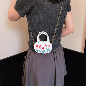 Sacs en PU pour enfants, mini sacs à <span class=keywords><strong>main</strong></span> pour enfants, motif de fleurs, sacs à bandoulière mignons pour filles - Product Image 2