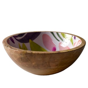 Bol en bois à motif Floral pour les fêtes, motif luminescent, grande - Product Image 1
