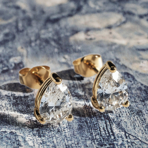 ต่างหูเพชรทรงกลมแบบติดหู รุ่น Super Green Stone สำหรับทุกเพศ ชุบทองคำขาว 18K ประดับเพชรแล็บ 0.5 กะรัต รับรองโดย IGI ดีไซน์แบบคลาสสิก - Product Image 3