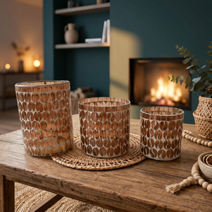 Porte-bougie décoratif en verre mosaïque miroir doré, résistant à la chaleur, pour la décoration de Noël à la maison - Product Image 2