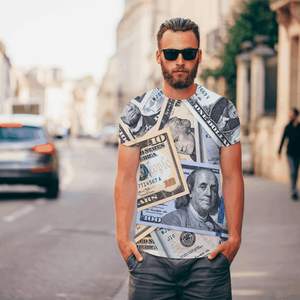 Fitspi 100 <span class=keywords><strong>Dollar</strong></span> Bill Money Camisas para hombres Mujeres Niños Camiseta de manga corta unisex - Product Image 3