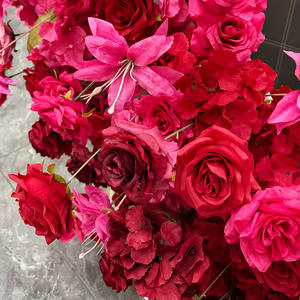 Arche de fleurs artificielles en forme de lune pour toile de fond murale de mariage, roses artificielles pour arche de mariage et mur de fleurs - Product Image 5