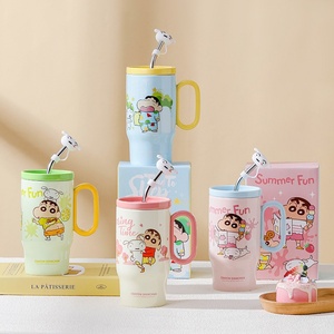Wholesale 660ML <b>Cute</b> Cartoon Ice Buster Cup-Large Capacity with Lid and Straw-Ceramic Cup Back to School - Product Image 1