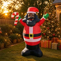 Père Noël gonflable d'extérieur avec lumières LED, en plastique, conçu pour les fêtes