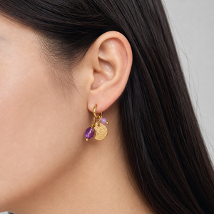 Pendientes de Aro con Dijes de Cuentas, Acero Inoxidable, Chapado al Vacío en Oro de 14K - Product Image 5