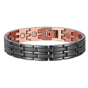 سوار مغناطيسي من النحاس الأحمر بالجملة، سوار معصم مغناطيسي من النحاس الأسود والأحمر، مجوهرات - Product Image 2
