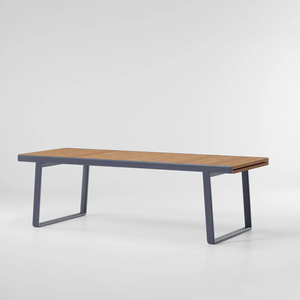 Meubles de patio d'hôtel de style moderne, table en teck massif pour jardin avec structure dépliable, table à manger extérieure extensible - Product Image 5