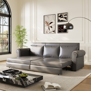 <span class=keywords><strong>Canapé</strong></span>-<span class=keywords><strong>lit</strong></span> 3-en-1 King Size 93,7 pouces, style Chesterfield vintage, avec fonction <span class=keywords><strong>lit</strong></span> gigogne et accoudoirs roulés - Product Image 4